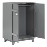 ZUN Wooden Wardrobe Cabinet with Hanging Rod, Storage Armoires with Doors,Gray WF320864AAE