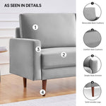 ZUN 57.1” Modern Decor Upholstered Sofa Furniture, Wide Velvet Fabric Loveseat Couch, Solid Wooden Frame B082111404