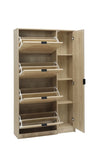 ZUN Natural Rattan Shoe Cabinet with 4-Tier Shoe Storage Cabinet Wood 4 Door Free Standing Shoe W68856584
