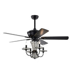 ZUN 52 Inch Crystal Chandelier Fan with Lights and Remote Control, Modern Ceiling Fan with Dual Finish W1592P152753