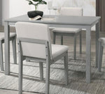 ZUN Grey Finish 5pc Room Set Table 4x Chairs Beige Fabric Chair Seat Kitchen Breakfast B011118999