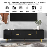 ZUN U-Can Modern TV Stand with 5 Champagne Legs - Durable, Stylish and Spacious, TVs Up to 75'' WF300599AAB
