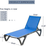ZUN Patio Chaise Lounge Outdoor Aluminum Polypropylene Chair Poolside Sunbathing Chair with Adjustable W1859109838
