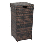ZUN With Top Cover Iron Frame Rattan Trash Can Brown Gradient 63594224