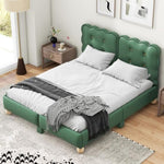 ZUN Queen Size Upholstered Platform Bed with Support Legs,Green WF313965AAF