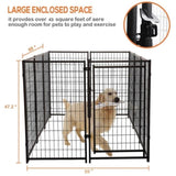 ZUN 10-Panel Heavy Duty Metal Dog Kennel, Pet Playpen With Door, Outdoor Backyard Fence for Dogs Pets, W2181P155563