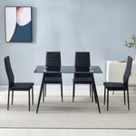 ZUN 4pcs Elegant Assembled Stripping Texture High Backrest Dining Chairs Black（Replace 69148825