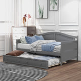 ZUN Twin Wooden Daybed with Trundle Bed, Sofa Bed for Bedroom Living Room, Gray WF192861AAE
