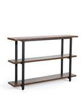 ZUN Console Table, 55” Industrial Entryway Table with 3-Tier Storage Shelves, Rustic Wood and Metal 91487886