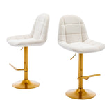 ZUN Velvet Swive Bars Set of 2 Adjustable Counter Height Bar Chairs with Back Gold Base Modern PP322590AAK