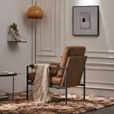 ZUN Single Iron Frame Chair Orange Bronzing Cloth Indoor Leisure Chair 72952664