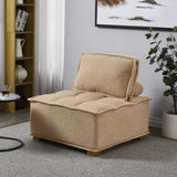 ZUN Lazy sofa ottoman with gold wooden legs teddy fabric W109768486