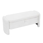 ZUN Oval Ottoman Storage Bench Chenille Fabric Bench with Large Storage Space for the Living Room, W2353P153125