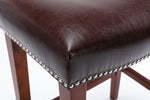 ZUN Dark Brown Leather Barstool 2 pcs Set W57027894