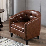 ZUN PU Leather Tufted Barrel ChairTub Chair for Living Room Bedroom Club Chairs WF212660AAA