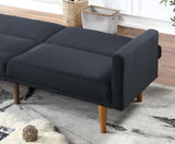 ZUN Modern Electric Look 1pc Convertible Sofa Couch Black Linen Like Fabric Cushion Clean Lines Wooden HS00F8504-ID-AHD