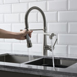 ZUN Kitchen Faucet with Pull Down Sprayer Brushed Nickel Stainless Steel Single Handle Kitchen Sink W1932130211