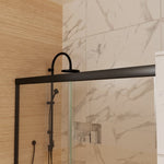 ZUN 60 in. x 72 in. Traditional Sliding Shower Door in Matte black with Clear Glass W637123846
