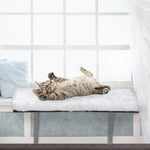 ZUN Cat Window Perch, Wall-mounted Cat Seat with Soft Cushion and Supporting Feet, White W2181P144465