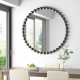 ZUN Beaded Round Wall Mirror 36"D B03599370