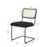 ZUN Set of 2, Teddy Velvet Dining Chair with High-Density Sponge, Rattan Chair for Dining Living W24181781