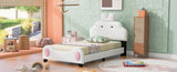 ZUN Twin Size Upholstered Platform Bed with Cartoon Headboard and Footboard, White+Pink WF313161AAK