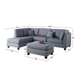 ZUN Polyfiber Reversible Sectional Sofa with Ottoman in Grey B01682387