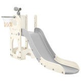 ZUN Kids Slide Playset Structure 5 in 1, Freestanding Spaceship Set with Slide, Telescope and Basketball PP321358AAE