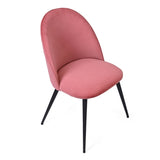 ZUN Dining Chair, Pink Velvet, Metal Black legs, Set of 2 Side Chairs W116440255