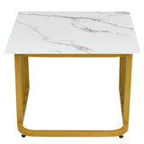 ZUN U-Can Modern Marble Nesting Golden Coffee Table Set of 2, Metal Frame, with Drawers & Shelves WF306722AAK