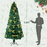 ZUN 7.5ft Pre-Lit Fiber Optical Christmas Tree with Bow Shape Color Changing Led Lights&300 Branch Tips 65761234