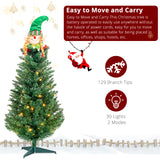 ZUN 3ft 129 Branches with Santa Claus Decoration PVC Branch Iron Bracket Christmas Tree Green 57400666