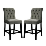 ZUN Set of 2 Fabric Upholstered Dining Chairs in Antique Black and Gray B016P156580