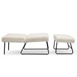ZUN Off White Cashmere Modern Lazy Lounge Chair, Contemporary Single Leisure Upholstered Sofa Chair Set W116470737