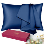 ZUN Lacette Silk Pillowcase for Hair and Skin Navy Blue, King Size 1 Pack, 22 Momme 6A Soft Silk Pillow 51643843