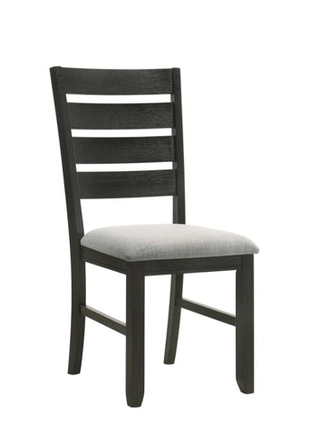 ZUN Contemporary Dining Chairs Set of 2 Wheat Charcoal Finish Solid Wood Fabric Cushion Side Chairs B011134741