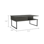 ZUN Squire 1-Shelf Lift Top Coffee Table Carbon Espresso and Onyx B06280128