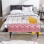 ZUN Tufted Bench Modern Velvet Button Upholstered Ottoman enches Bedroom Rectangle Fabric Footstool with W72854362