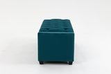 ZUN Set of 3 47.5" Wide Upholstered Storage Ottoman with Tufted Top and Solid Wood Legs TEAL W28662797