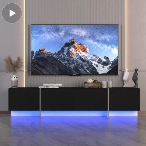 ZUN [Video] TV Console with Storage Cabinets, Remote Control, APP Control LED TV Stand, Full RGB Color W1701136990