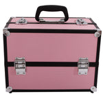 ZUN SM-2083 Aluminum Alloy Makeup Train Case Jewelry Box Organizer Pink 83925841