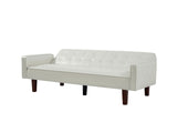 ZUN White Convertible Double Folding Living Room Sofa Bed, PU Leather, Tufted Buttons,Removable Wooden 15429988