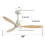 ZUN Low Profile 52 Inch Integrated LED Indoor Ceiling Fan with Light Kit and Remote Control for Living W934P146038