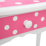 ZUN Three-Fold Mirror Single-Drawing Curved Foot Children Dressing Table Red Dots 86853983