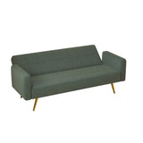 ZUN 71.7 inch green teddy fleece sofa bedBring two throw pillows W1658130612