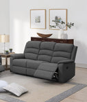 ZUN Modern Dark Gray Color Burlap Fabric Recliner Motion Sofa 1pc Plush Couch Manual Motion Sofa Living B011133823
