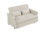 ZUN Artemax 55'' Modern Shiny Velvet Convertible Loveseat Sleeper Sofa Couch w/ 2 Lumbar Pillows, W668100738