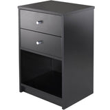 ZUN 40 x 30 x 60cm Round Handle Night Stand with Two Drawer Black 52743652