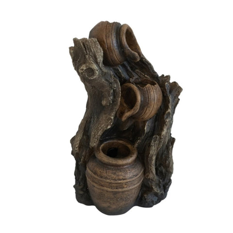 ZUN 6.3x5.1x10.8" Decorative 3 Tier Water Fountain with Pot Design, Brown W2078138944