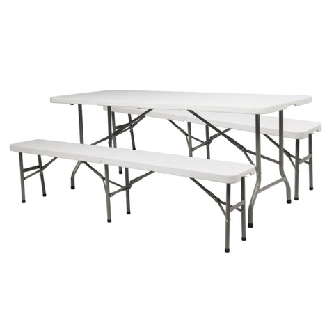 ZUN 6FT Outdoor Courtyard Foldable Long Table & bench suit 57184772